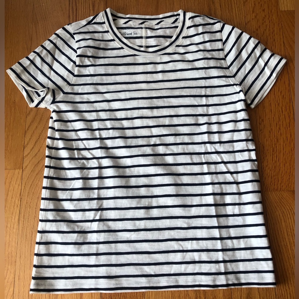J crew Striped Short Sleeve girlfriend Tee in White and navy